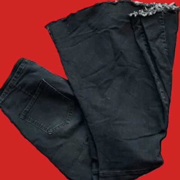 Vintage Lil Bee's Black big flare bell bottom jeans size Large - Picture 1 of 2